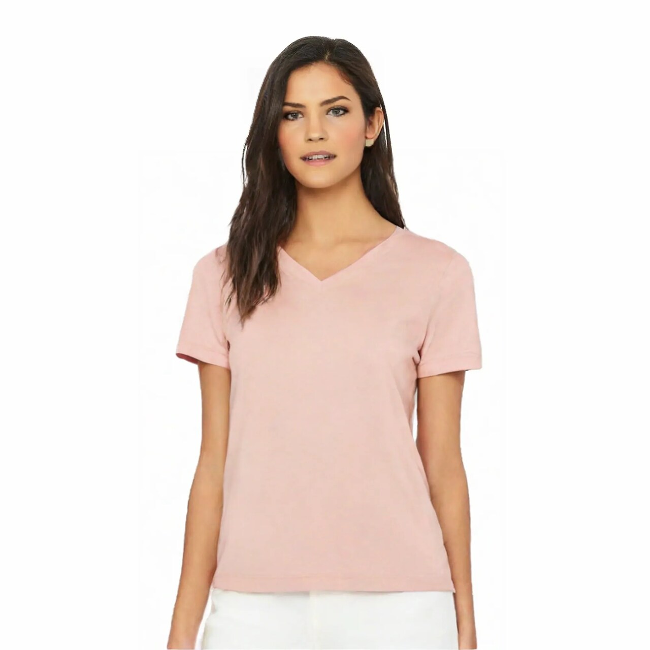 BELLA + CANVAS Women's Relaxed Heather CVC V-Neck Short Sleeve T-Shirt